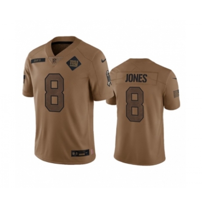 Men's Nike New York Giants #8 Daniel Jones 2023 Brown Salute To Service Limited Football Stitched Jersey