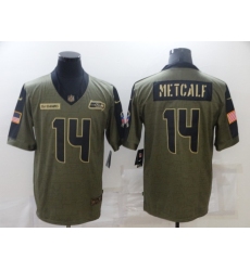 Men's Seattle Seahawks #14 D.K. Metcalf Nike Olive 2021 Salute To Service Limited Player Jersey