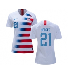 Women's USA #21 Hedges Home Soccer Country Jersey
