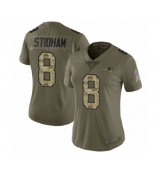 Women's New England Patriots #8 Jarrett Stidham Limited Olive Camo 2017 Salute to Service Football Jersey