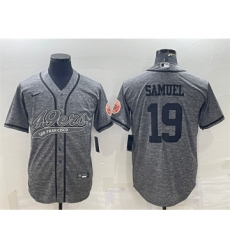 Men's San Francisco 49ers #19 Deebo Samuel Gray With Patch Cool Base Stitched Baseball Jersey