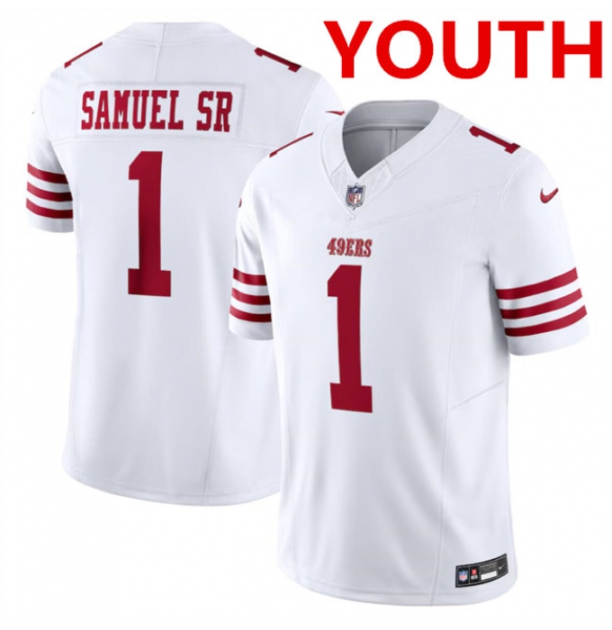 Youth San Francisco 49ers #1 Deebo Samuel White F.U.S.E. Vapor Untouchable Limited Football Stitched Jersey