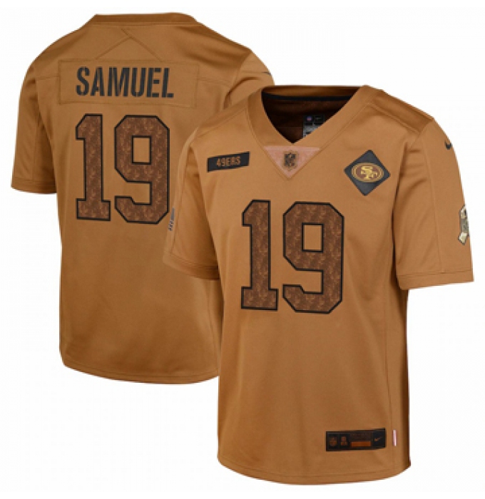 Youth San Francisco 49ers #19 Deebo Samuel Nike Brown 2023 Salute To Service Limited Jersey