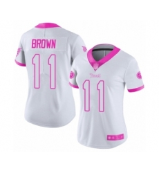 Women's Tennessee Titans #11 A.J. Brown Limited White Pink Rush Fashion Football Jersey