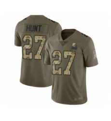 Men's Cleveland Browns #27 Kareem Hunt Limited Olive Camo 2017 Salute to Service Football Jersey