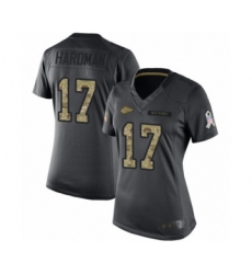 Women's Kansas City Chiefs #17 Mecole Hardman Limited Black 2016 Salute to Service Football Jersey