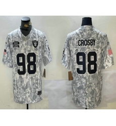 Men's Las Vegas Raiders #98 Maxx Crosby 2024 FUSE Arctic Camo Salute to Service Limited Stitched Jersey