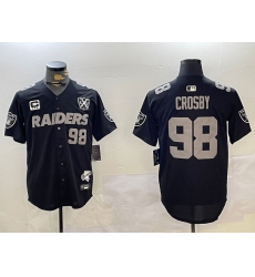 Men's Las Vegas Raiders #98 Maxx Crosby Black Nevada Silver State And 65th Stitched Baseball Jersey