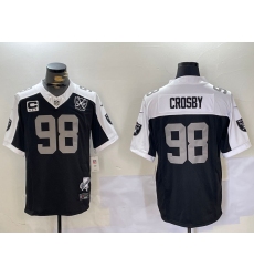 Men's Las Vegas Raiders #98 Maxx Crosby Black Thanksgiving 2024 FUSE Vapor 65th Limited Stitched Jersey