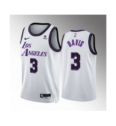 Men's Los Angeles Lakers #3 Anthony Davis White City Edition Stitched Basketball Jersey