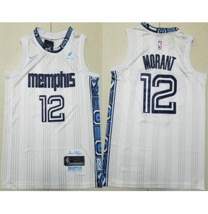 Men's Memphis Grizzlies #12 Ja Morant White 2025 City Sponsor Swingman Jersey