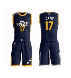 Men's Utah Jazz #17 Ed Davis Authentic Navy Blue Basketball Suit Jersey - Icon Edition