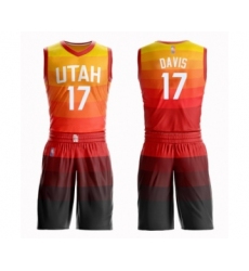 Men's Utah Jazz #17 Ed Davis Authentic Orange Basketball Suit Jersey - City Edition