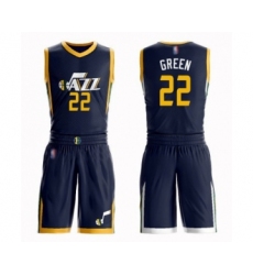 Men's Utah Jazz #22 Jeff Green Authentic Navy Blue Basketball Suit Jersey - Icon Edition