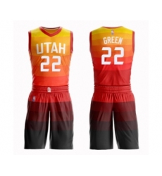 Men's Utah Jazz #22 Jeff Green Authentic Orange Basketball Suit Jersey - City Edition