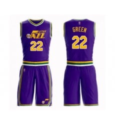 Men's Utah Jazz #22 Jeff Green Authentic Purple Basketball Suit Jersey