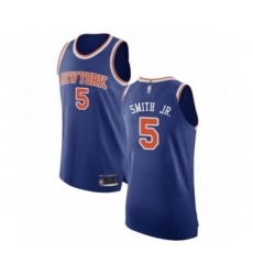 Men's New York Knicks #5 Dennis Smith Jr. Authentic Royal Blue Basketball Jersey - Icon Edition