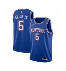 Women's New York Knicks #5 Dennis Smith Jr. Authentic Blue Basketball Jersey - Statement Edition