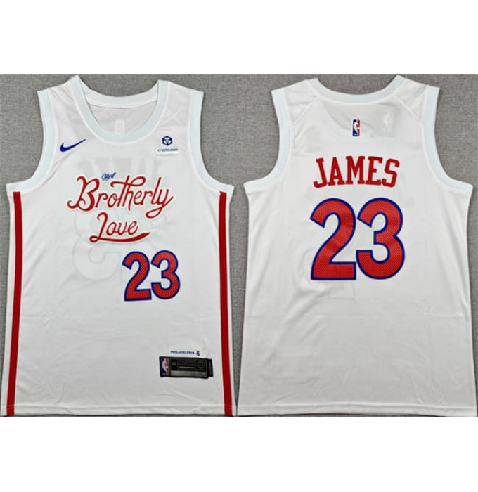 Men's Philadelphia 76ers #23 LeBron James White 2026 City Edition With Stitched Jersey