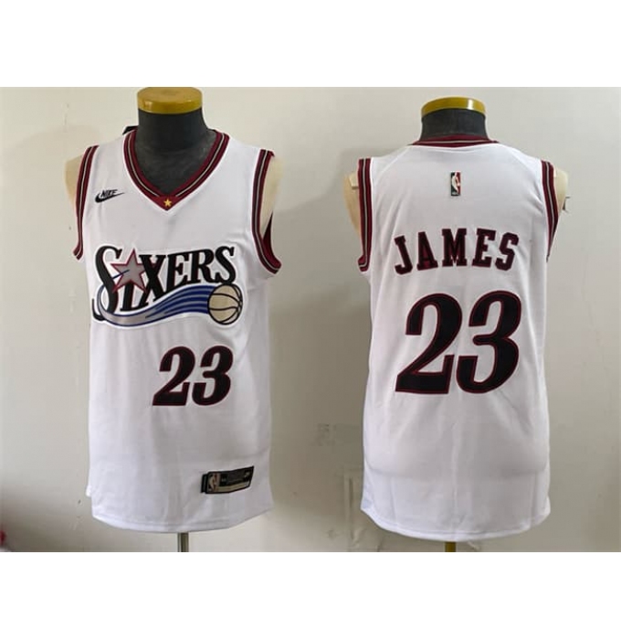 Men's Philadelphia 76ers #23 LeBron James White 2026 Classic Edition Stitched Jersey