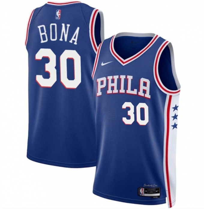 Men's Philadelphia 76ers #30 Adam Bona Royal 2024 Draft Icon Edition Basketball Stitched Jersey