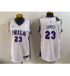 Women's Philadelphia 76ers #23 LeBron James White 2026 Association Edition Stitched Basketball Jersey(Run Small)