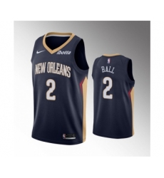 Men's New Orleans Pelicans #2 Lonzo Ball Navy Icon Edition Stitched Jersey