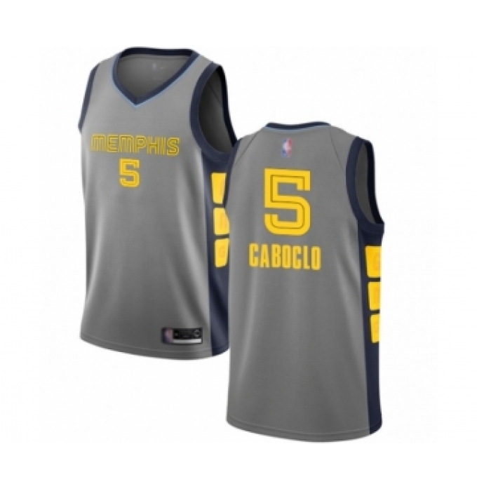 Men's Memphis Grizzlies #5 Bruno Caboclo Authentic Gray Basketball Jersey - City Edition