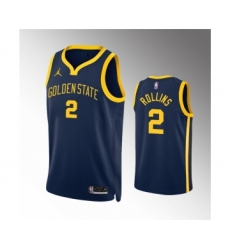Men's Golden State Warriors #2 Ryan Rollins Navy Statement Edition Stitched Jersey