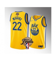 Men's Golden State Warriors #22 Andrew Wiggins 2022 Yellow NBA Finals Stitched Jersey