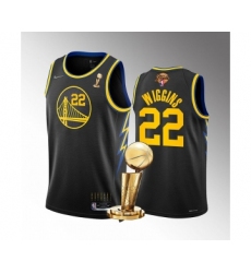 Men's Golden State Warriors #22 Andrew Wiggins Black 2022 NBA Finals Champions Stitched Jersey