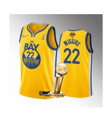 Men's Golden State Warriors #22 Andrew Wiggins Gold 2022 NBA Finals Champions Stitched Jersey