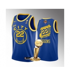 Men's Golden State Warriors #22 Andrew Wiggins Royal 2022 NBA Finals Champions Stitched Jersey