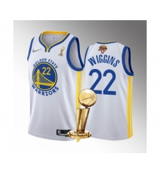 Men's Golden State Warriors #22 Andrew Wiggins White 2022 NBA Finals Champions Stitched Jersey