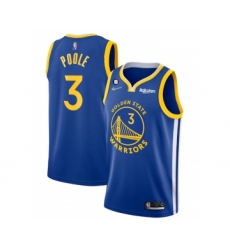 Men's Golden State Warriors #3 Jordan Poole Royal With No.6 Patch Stitched Jersey