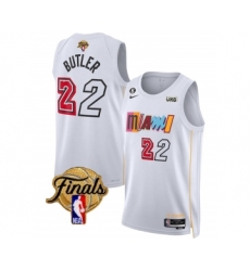 Men's Miami Heat #22 Jimmy Butler White 2023 Finals City Edition With NO.6 Stitched Basketball Jersey