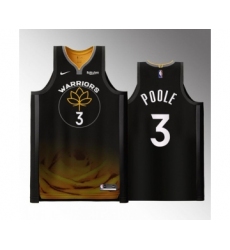 Men's Golden State Warriors #3 Jordan Poole Black 2022-23 City edition Stitched Basketball Jersey