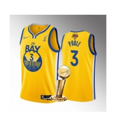 Men's Golden State Warriors #3 Jordan Poole Gold 2022 NBA Finals Champions Stitched Jersey