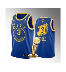 Men's Golden State Warriors #3 Jordan Poole Royal 2022 NBA Finals Champions Stitched Jersey