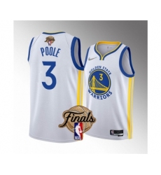 Men's Golden State Warriors #3 Jordan Poole White 2022 Finals Stitched Jersey