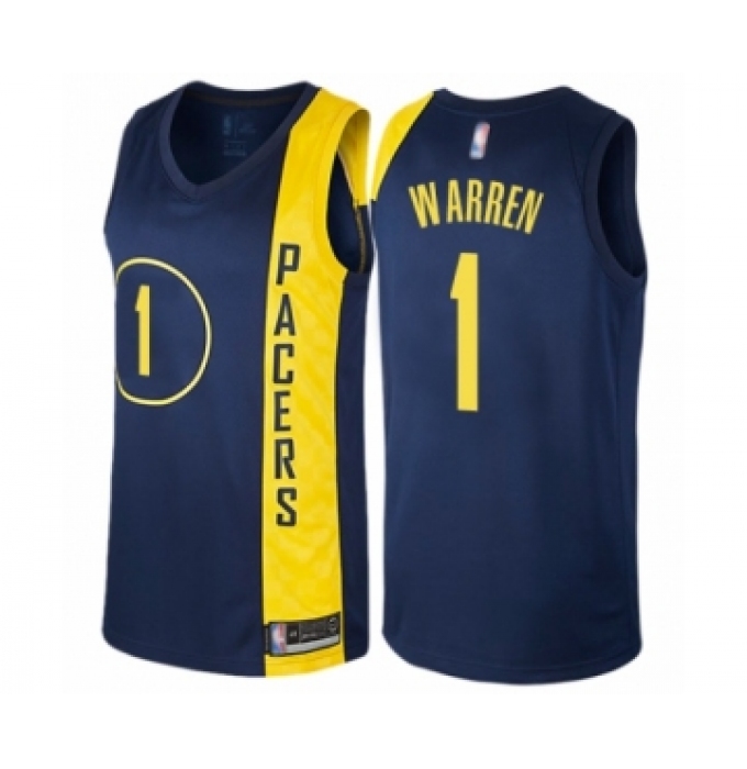 Men's Indiana Pacers #1 T.J. Warren Authentic Navy Blue Basketball Jersey - City Edition