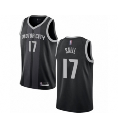 Men's Detroit Pistons #17 Tony Snell Authentic Black Basketball Jersey - City Edition
