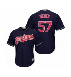 Youth Cleveland Indians #57 Shane Bieber Authentic Navy Blue Alternate 1 Cool Base Baseball Jersey