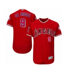 Men's Los Angeles Angels of Anaheim #9 Tommy La Stella Red Alternate Flex Base Authentic Collection Baseball Jersey