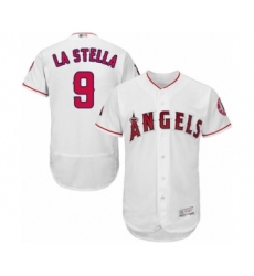 Men's Los Angeles Angels of Anaheim #9 Tommy La Stella White Home Flex Base Authentic Collection Baseball Jersey