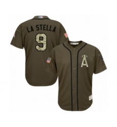 Youth Los Angeles Angels of Anaheim #9 Tommy La Stella Authentic Green Salute to Service Baseball Jersey