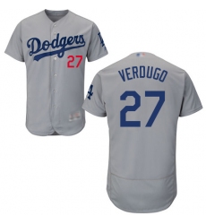 Men's Los Angeles Dodgers #27 Alex Verdugo Grey Flexbase Authentic Collection Stitched Baseball Jersey