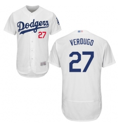 Men's Los Angeles Dodgers #27 Alex Verdugo White Flexbase Authentic Collection Stitched Baseball Jersey
