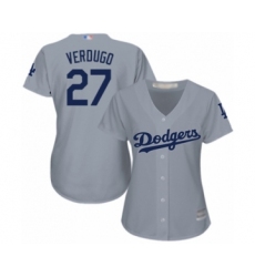 Women's Los Angeles Dodgers #27 Alex Verdugo Authentic Grey Road Cool Base Baseball Player Jersey