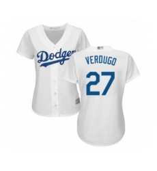 Women's Los Angeles Dodgers #27 Alex Verdugo Authentic White Home Cool Base Baseball Player Jersey